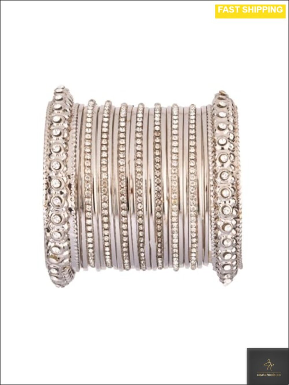 Oxidized Crystal Bangle Bracelet Set 25 Piece Indian Boho Jewelry
